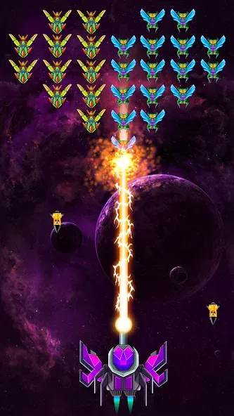 Galaxy Attack: Shooting Game [MOD: безлимитные деньги и улучшенное оружие] на Андроид — скриншот 3