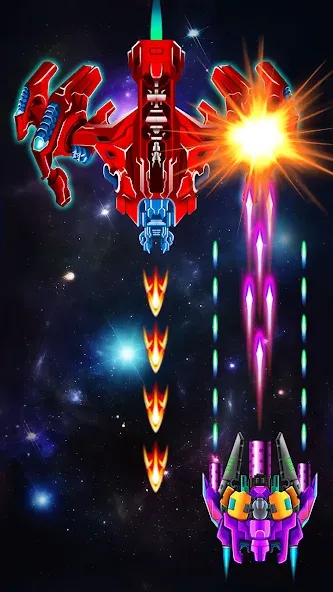 Galaxy Attack: Shooting Game [MOD: безлимитные деньги и улучшенное оружие] на Андроид — скриншот 4