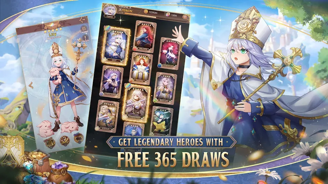 Скачать взлом Legend of Almia:idle RPG [MOD: безлимитные ресурсы и усиленные герои] — скриншот 2
