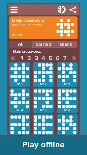 Скачать Crossword: Grand collection [MOD: безлимитные подсказки и открыты все уровни] на телефон — скриншот 3