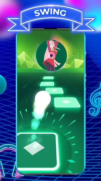 Взломанная Tiles Hop: EDM Rush [MOD: безлимитные жизни и все песни открыты] на Андроид — скриншот 1