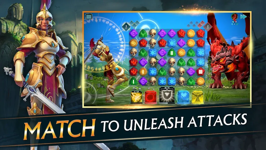Puzzle Quest 3 - Match 3 RPG [MOD: безлимитные ресурсы и урон] — Скачать бесплатно (APK) — скриншот 1