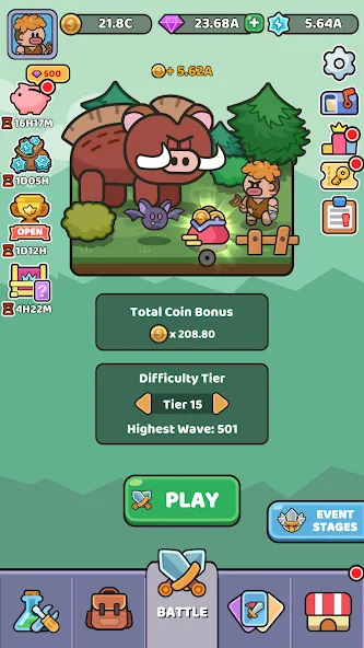 Взломанная Wild Survival - Idle Defense [MOD: безлимитные ресурсы и усиленная защита] на Андроид — скриншот 1