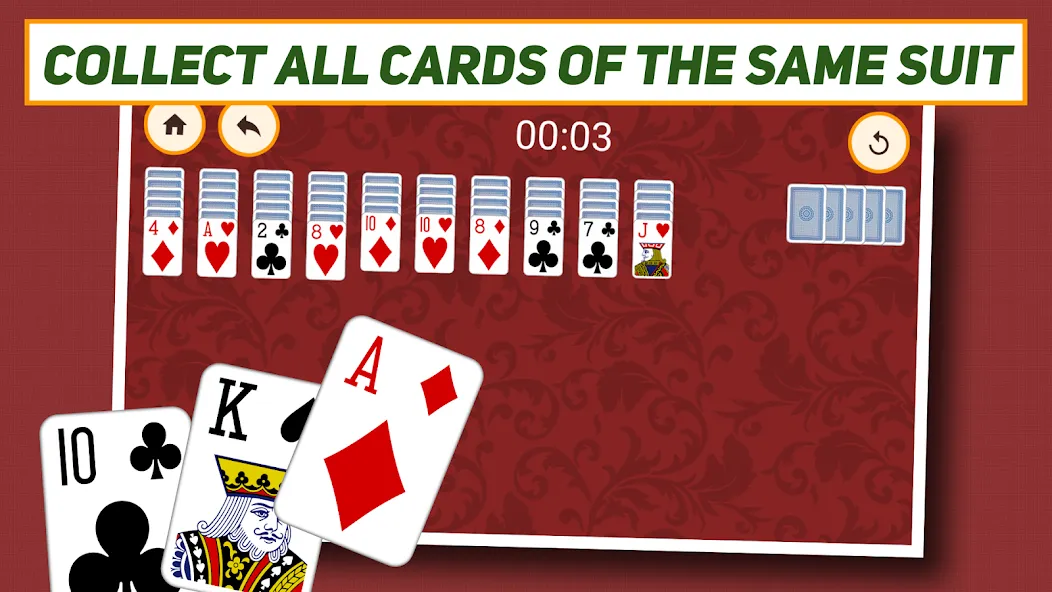 Скачать Spider Solitaire: Classic [MOD: без рекламы и подсказки доступны] на телефон — скриншот 3