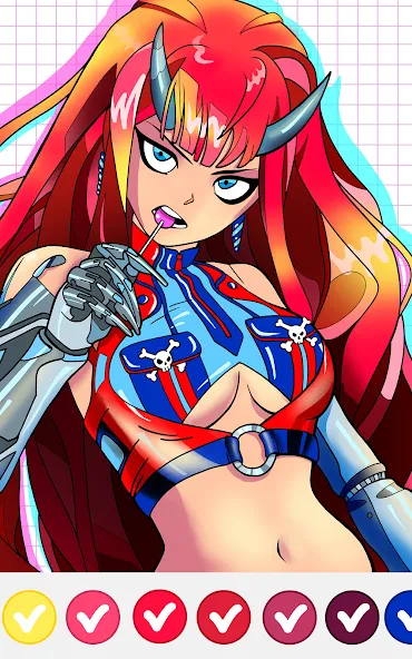 Скачать взлом Anime Manga Color by Numbers [MOD: все раскраски и подсказки открыты] — скриншот 1