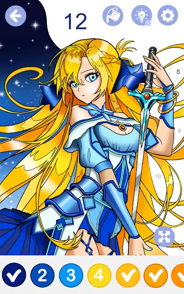 Скачать взлом Anime Manga Color by Numbers [MOD: все раскраски и подсказки открыты] — скриншот 2