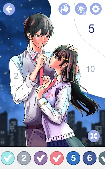 Скачать взлом Anime Manga Color by Numbers [MOD: все раскраски и подсказки открыты] — скриншот 5