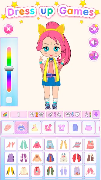 Скачать взлом Chibi Doll Dress Up Games [MOD: открыты все наряды и аксессуары] — скриншот 1