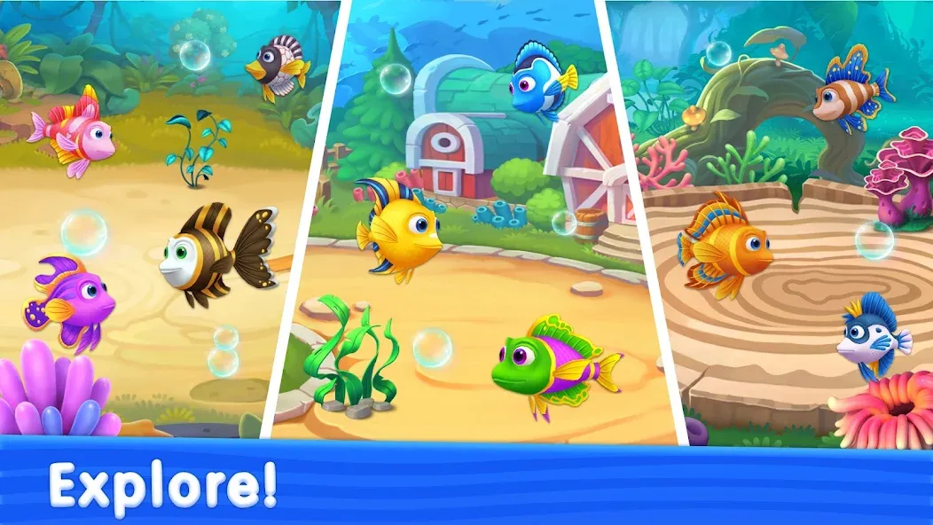 Solitaire TriPeaks: Aquarium [MOD: без рекламы и много денег] на Андроид — скриншот 3