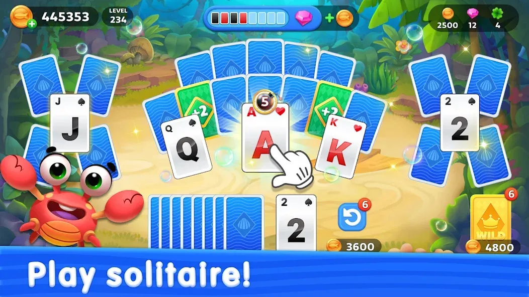 Solitaire TriPeaks: Aquarium [MOD: без рекламы и много денег] на Андроид — скриншот 4