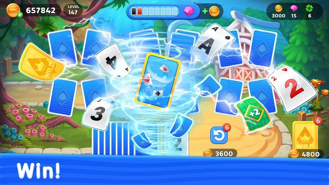 Solitaire TriPeaks: Aquarium [MOD: без рекламы и много денег] на Андроид — скриншот 5