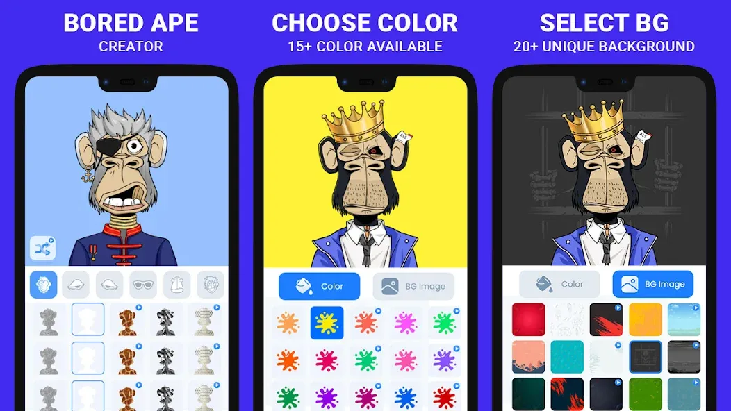Bored Ape Maker - NFT Art [MOD: открыты все предметы и фоны] (Бесплатно / APK) — скриншот 2