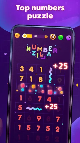 Скачать Numberzilla: Number Match Game [MOD: без рекламы и безлимитные подсказки] на телефон — скриншот 2