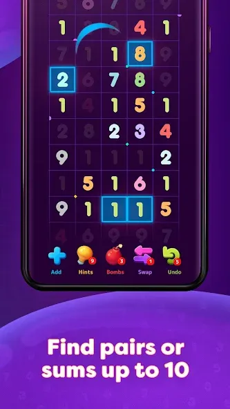 Скачать Numberzilla: Number Match Game [MOD: без рекламы и безлимитные подсказки] на телефон — скриншот 3