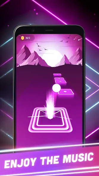 Взломанная Hop Tiles 3D: Hit music game [MOD: открыты все песни и уровни] на Андроид — скриншот 1