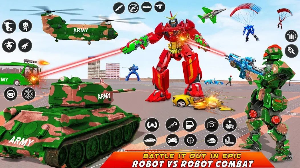 Скачать Army Bus Robot Car Game 3d [MOD: безлимитные деньги и все машины открыты] на телефон — скриншот 4