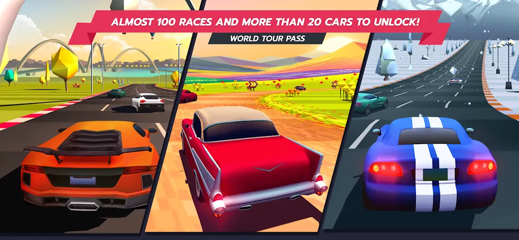 Скачать Horizon Chase – Arcade Racing [MOD: безлимитные деньги и топливо] — скриншот 2