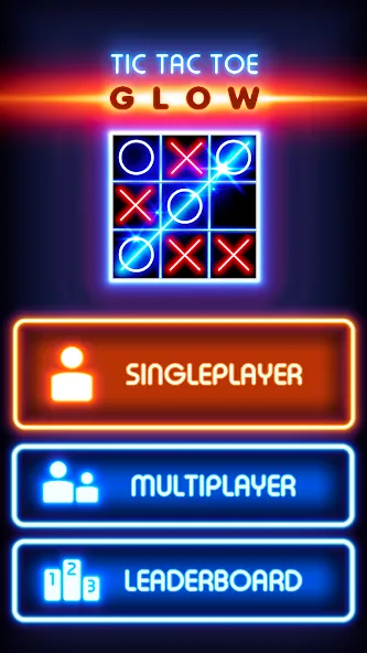 Tic Tac Toe Glow: 2 Players [MOD: без рекламы и все темы открыты] последняя версия — скриншот 1