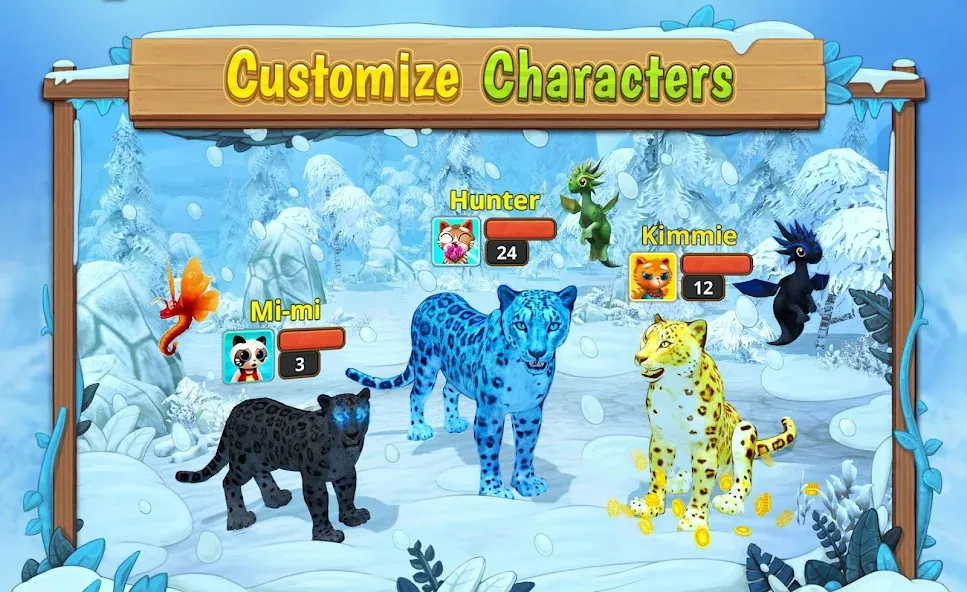 Взломанная Snow Leopard Family Sim Online [MOD: безлимитные деньги и алмазные награды] на Андроид — скриншот 2