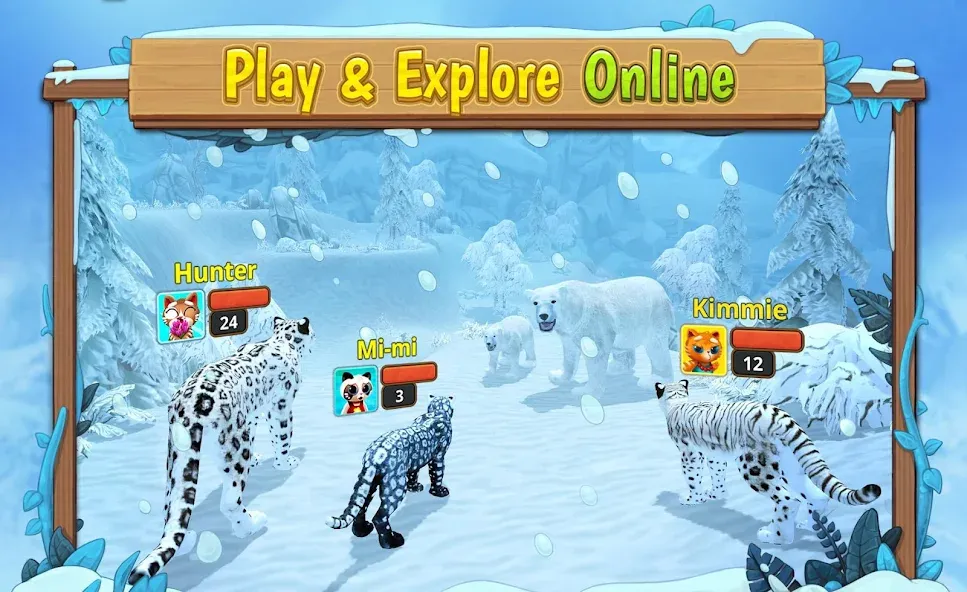 Взломанная Snow Leopard Family Sim Online [MOD: безлимитные деньги и алмазные награды] на Андроид — скриншот 3
