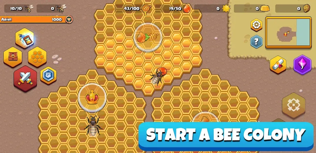Скачать Pocket Bees: Colony Simulator [MOD: безлимитные ресурсы и ускоренное развитие] — скриншот 1