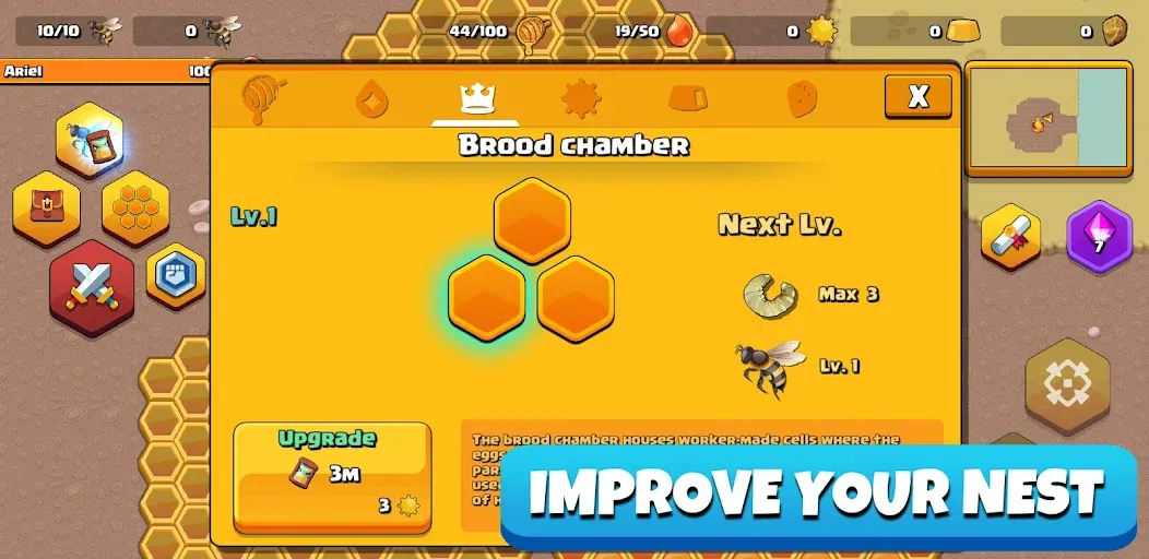 Скачать Pocket Bees: Colony Simulator [MOD: безлимитные ресурсы и ускоренное развитие] — скриншот 3