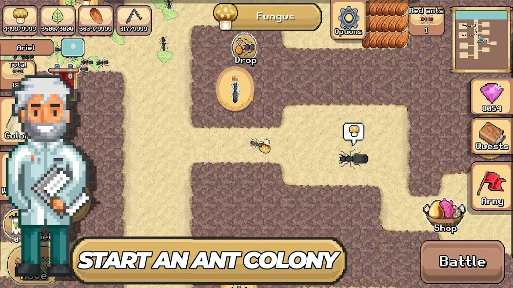 Pocket Ants: Colony Simulator [MOD: безлимитные ресурсы и ускоренное развитие] (Бесплатно / APK) — скриншот 1