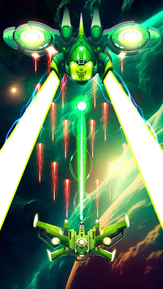Скачать Galaxy Attack - Space Shooter [MOD: безлимитные монеты и оружие] — скриншот 2