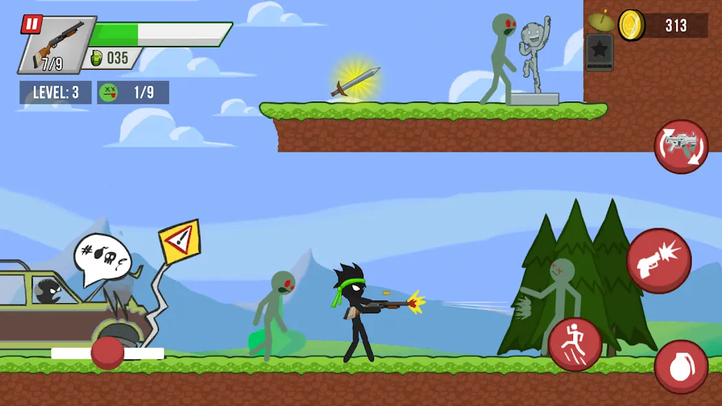 Stick vs Zombies [MOD: безлимитные монеты и оружие] последняя версия — скриншот 1