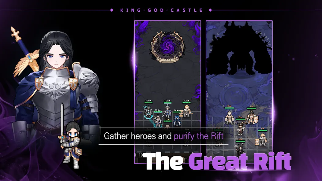 Взломанная King God Castle [MOD: безлимитные ресурсы и алмазы] на Андроид — скриншот 1