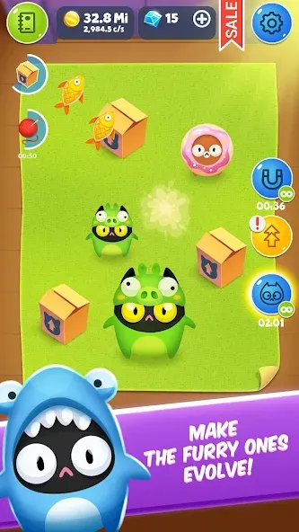 Скачать взлом Cat Evolution Clicker [MOD: безлимитные деньги и алмазы] — скриншот 2