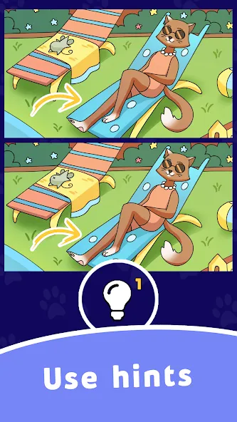 Взломанная Find Differences: Cute Cats [MOD: безлимитные подсказки и открыты все уровни] на Андроид — скриншот 5