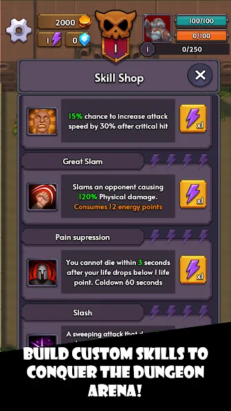 Скачать взлом Dungeon Arena [MOD: безлимитные деньги и усиленный урон] — скриншот 4