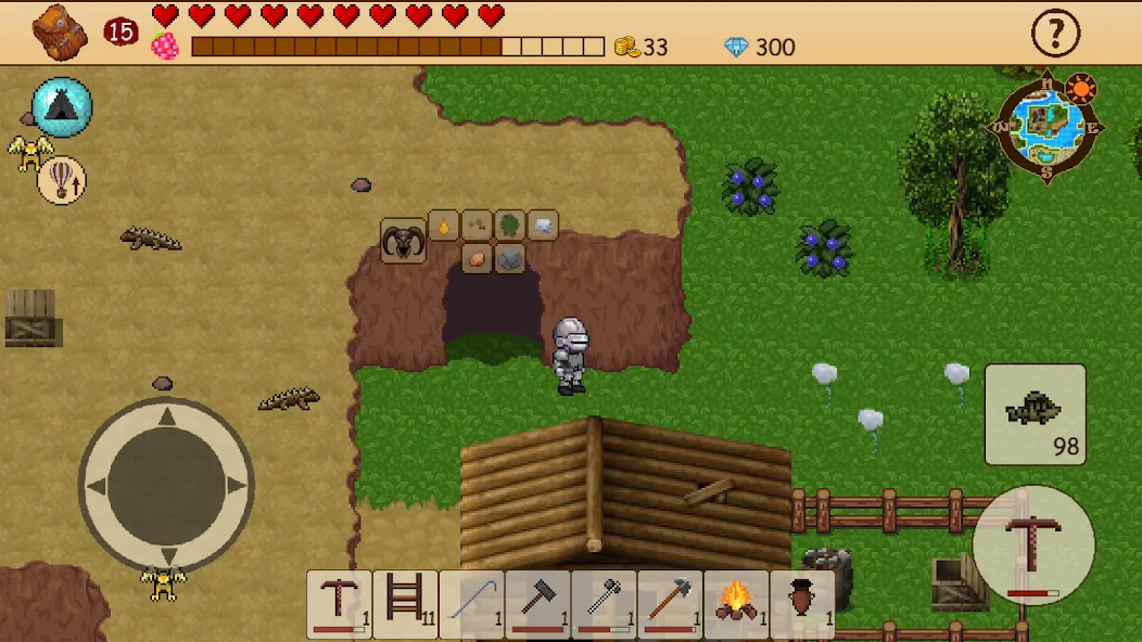 Survival RPG: Open World Pixel [MOD: безлимитные ресурсы и здоровье] последняя версия — скриншот 1
