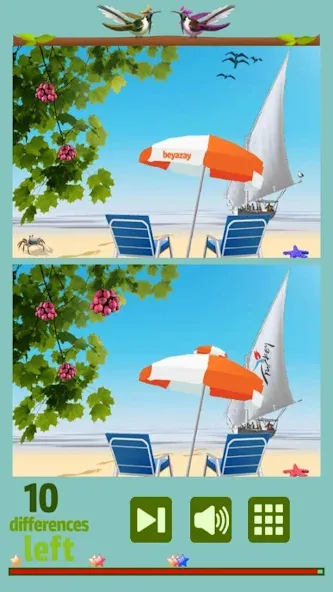 Find 10 Differences [MOD: подсказки без ограничений и все уровни открыты] на Андроид — скриншот 1