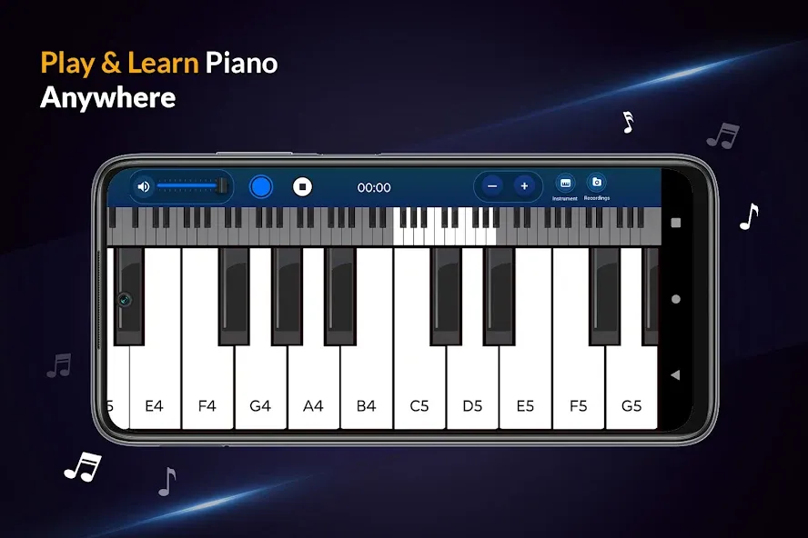 Real Piano Keyboard [MOD: реалистичный звук и безлимитные ноты] (Бесплатно / APK) — скриншот 1