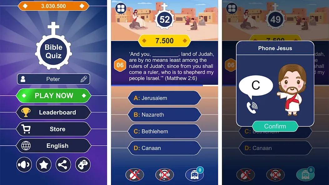 Скачать взлом Daily Bible Trivia: Quiz Games [MOD: безлимитные подсказки и очки] — скриншот 1