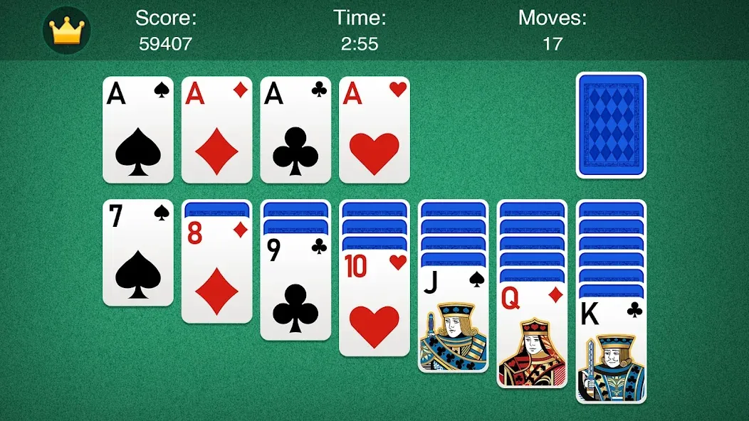 Взломанная Solitaire [MOD: подсказки без ограничений и отмена ходов] на Андроид — скриншот 4