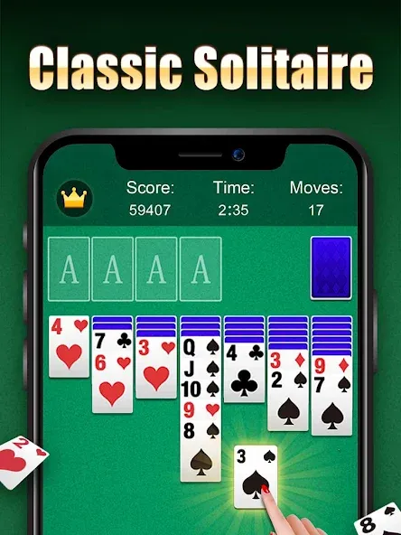Взломанная Solitaire [MOD: подсказки без ограничений и отмена ходов] на Андроид — скриншот 5