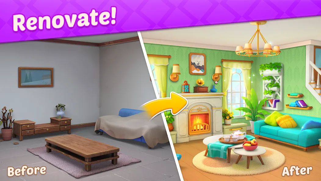 Design Diary - Match 3 & Home [MOD: безлимитные монеты и открыты все уровни] — Скачать бесплатно (APK) — скриншот 1