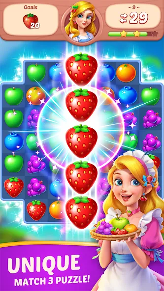 Fruit Diary - Match 3 Games [MOD: безлимитные монеты и жизни] (Бесплатно / APK) — скриншот 1