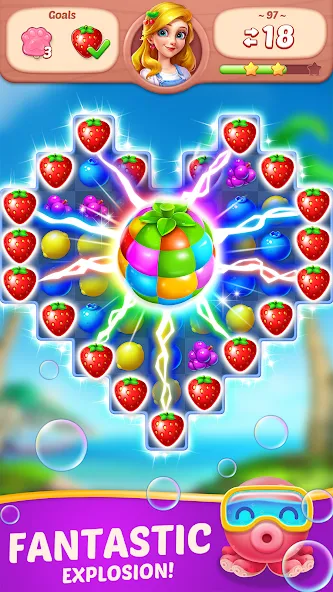 Fruit Diary - Match 3 Games [MOD: безлимитные монеты и жизни] (Бесплатно / APK) — скриншот 2