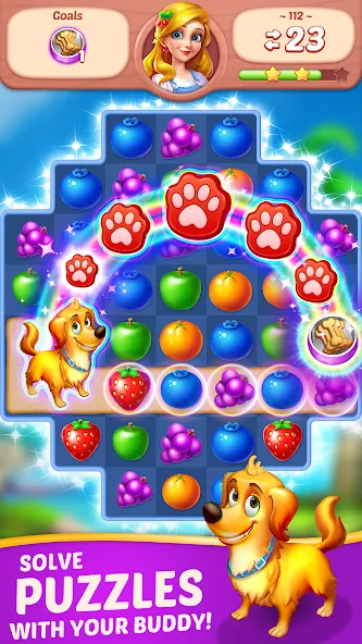 Fruit Diary - Match 3 Games [MOD: безлимитные монеты и жизни] (Бесплатно / APK) — скриншот 4