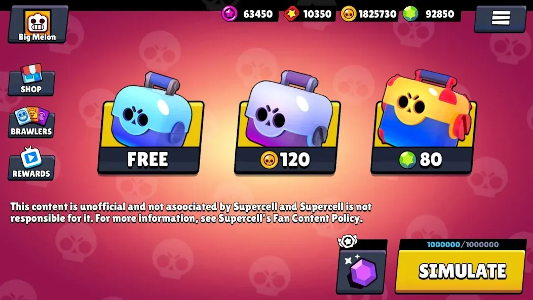 Скачать Box Simulator for Brawl Stars [MOD: безлимитные монеты и все скины] на телефон — скриншот 1