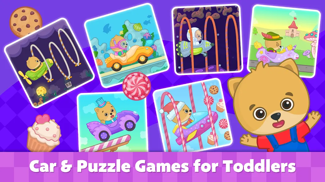 Взломанная Bimi Boo Car Games for Kids [MOD: открыты все машинки и уровни] на Андроид — скриншот 1