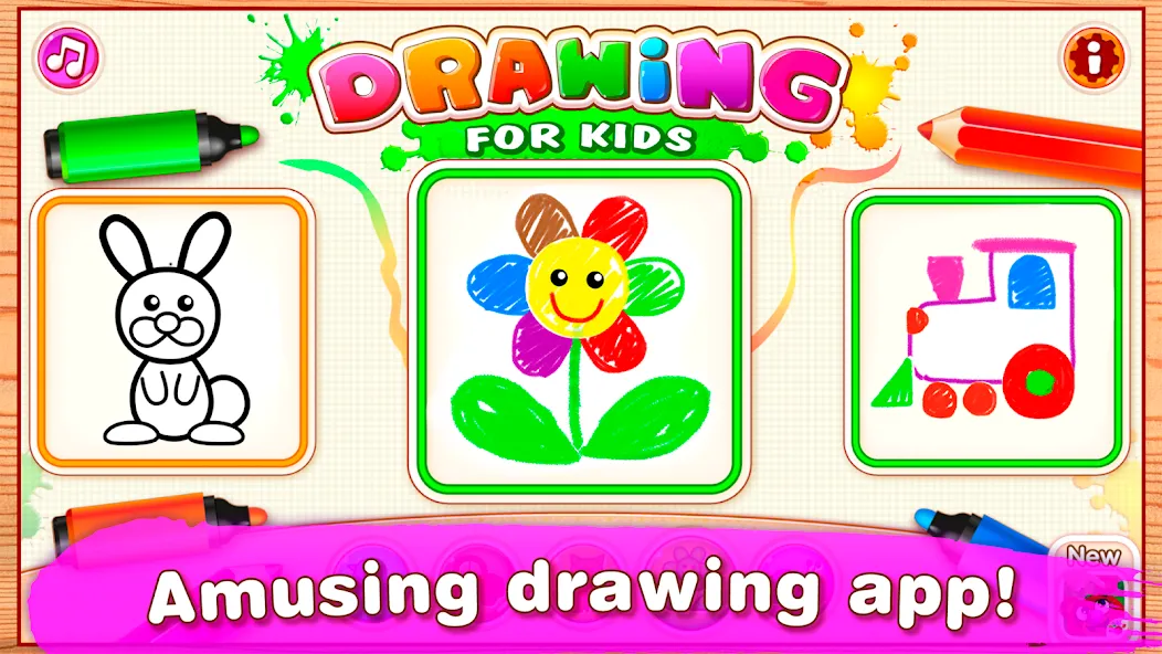 Скачать Bini Drawing for Kids Games [MOD: все инструменты рисования разблокированы] — скриншот 1