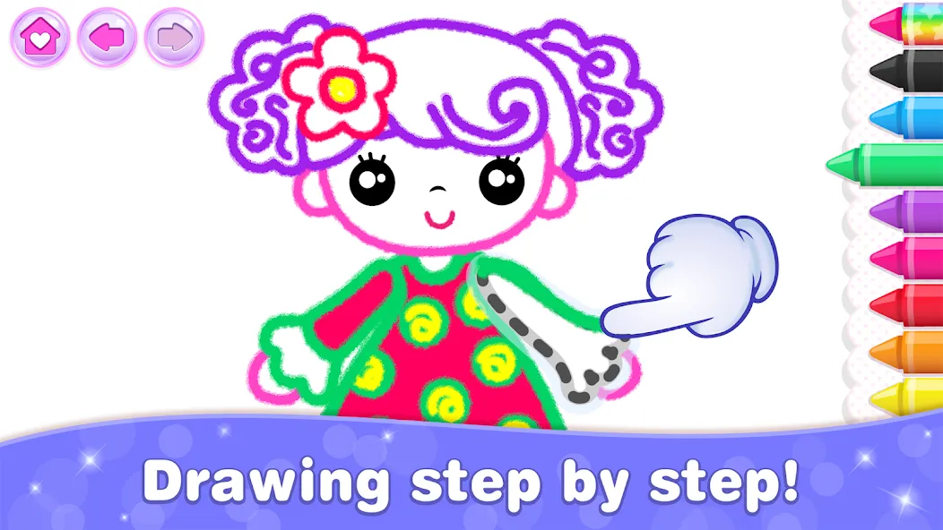 Взломанная Bini Game Drawing for kids app [MOD: разблокированы все рисунки и уроки] на Андроид — скриншот 3