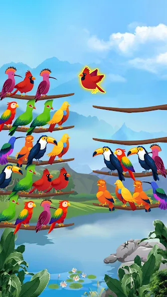 Bird Sort - Color Puzzle [MOD: без рекламы и все уровни открыты] на Андроид — скриншот 1
