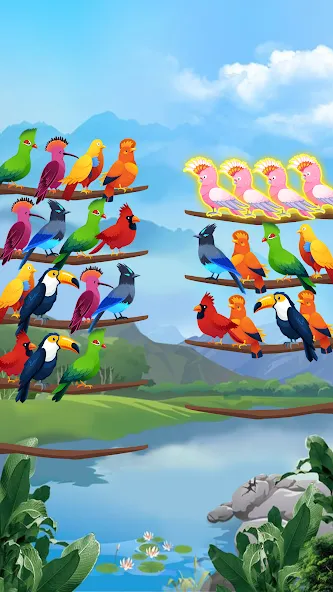 Bird Sort - Color Puzzle [MOD: без рекламы и все уровни открыты] на Андроид — скриншот 3