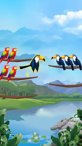 Bird Sort - Color Puzzle [MOD: без рекламы и все уровни открыты] на Андроид — скриншот 4